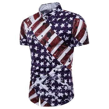 Fashion US Flag Print Shirt Chemise Homme 2018 Summer New Short Sleeve Floral Dress Shirt Men Slim Fit Casual Brand Shirts Male
Fashion US Flag Print Shirt Chemise Homme 2018 Summer New Short Sleeve Floral Dress Shirt Men Slim Fit Casual Brand Shirts Male