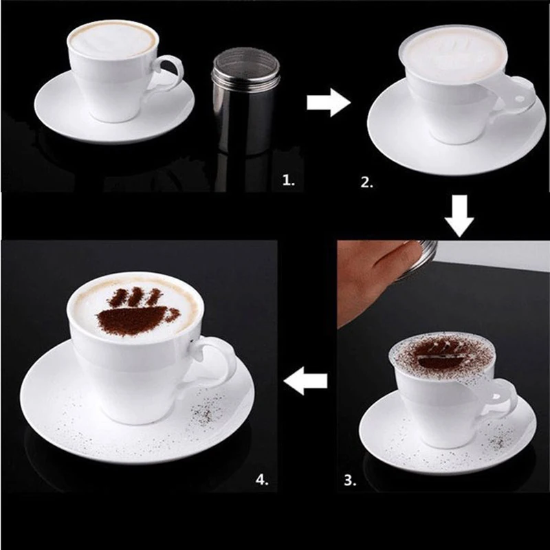 TRIXES Paquete de 16 Plantillas Dise/ño Varios Barista de Caf/é y Herramientas Decoraci/ón de Pasteles