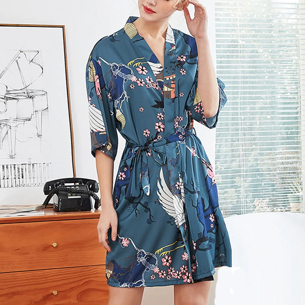 Women Print Bathrobe Wedding Nightgown Robes Long Sleeve Silk Wimen Satin Sleepwear Beach Spa Nightwear Plus Size Belts Robe
Women Print Bathrobe Wedding Nightgown Robes Long Sleeve Silk Wimen Satin Sleepwear Beach Spa Nightwear Plus Size Belts Robe