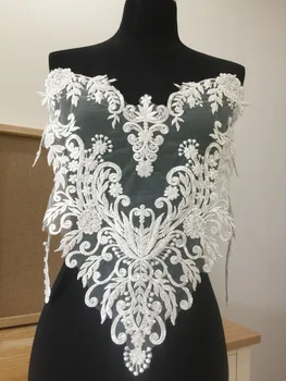Exquisite 3D Heavily Bead Bodice Lace Applique for Haute Couture , Bridal Gown Illusion Back Applique
Exquisite 3D Heavily Bead Bodice Lace Applique for Haute Couture , Bridal Gown Illusion Back Applique