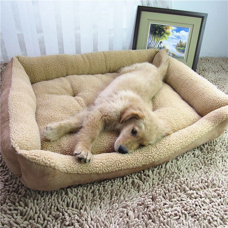 Image Extra Large Dog Bed Soft Berber Fleece Puppy Cushion Kennel Winter Warm Pet Dog House Washable M XL