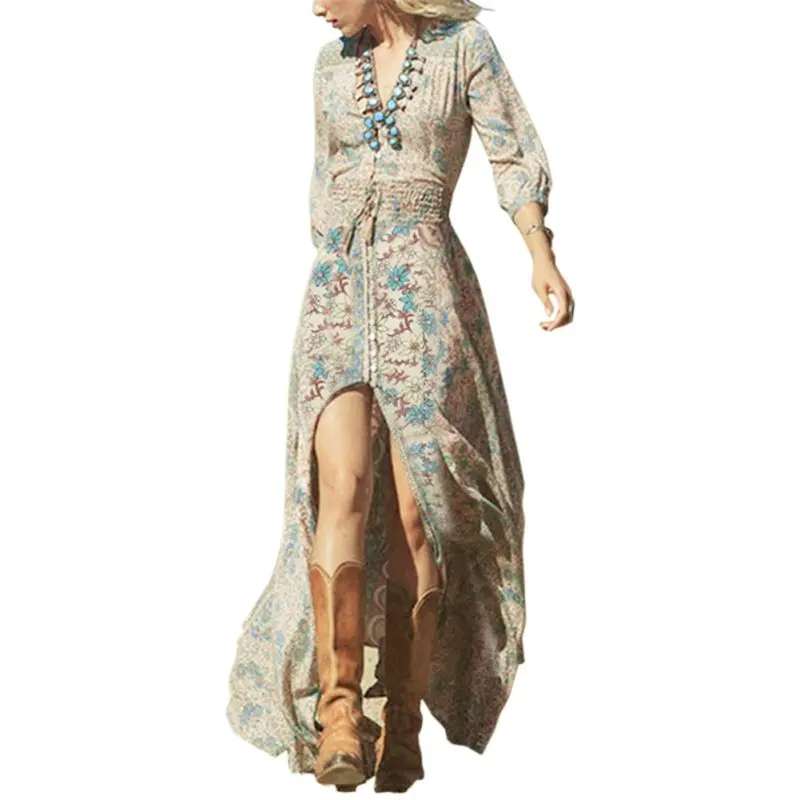 Women Causal Dress 3/4 Sleeve Beach Bohemian V Neck Floral Split Long Maxi Sundress Dresses vestidos
Women Causal Dress 3/4 Sleeve Beach Bohemian V Neck Floral Split Long Maxi Sundress Dresses vestidos