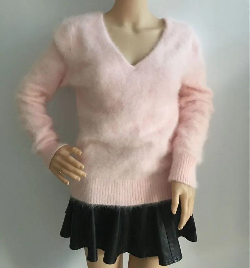 Женский кашемировый свитер из натуральной норки Трикотажный Джемпер