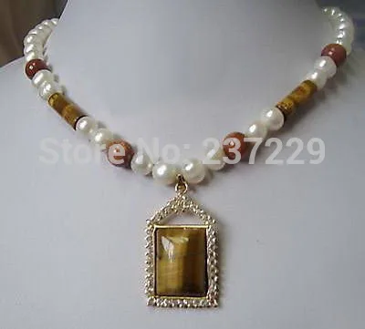 HOT## Wholesale price FREE SHIPPING^^^^Real White Pearl Tigereye Opal Crystal 18KGP Pendant Necklace 
HOT## Wholesale price FREE SHIPPING^^^^Real White Pearl Tigereye Opal Crystal 18KGP Pendant Necklace