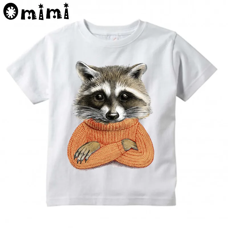 Kids Raccoon In Winter Sweater Design T Shirt Boys/Girls Casual Tops Children's Summer White Cute T-Shirt
Kids Raccoon In Winter Sweater Design T Shirt Boys/Girls Casual Tops Children's Summer White Cute T-Shirt