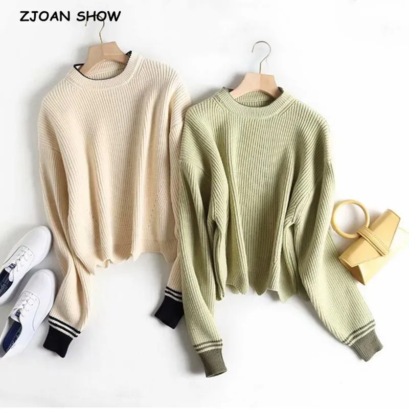 2019 CHIC Wave Hem Stripe Striped Line Sweater Vintage Woman O neck Long sleeve Knit Knitwear Short Causal Jumpers
2019 CHIC Wave Hem Stripe Striped Line Sweater Vintage Woman O neck Long sleeve Knit Knitwear Short Causal Jumpers
