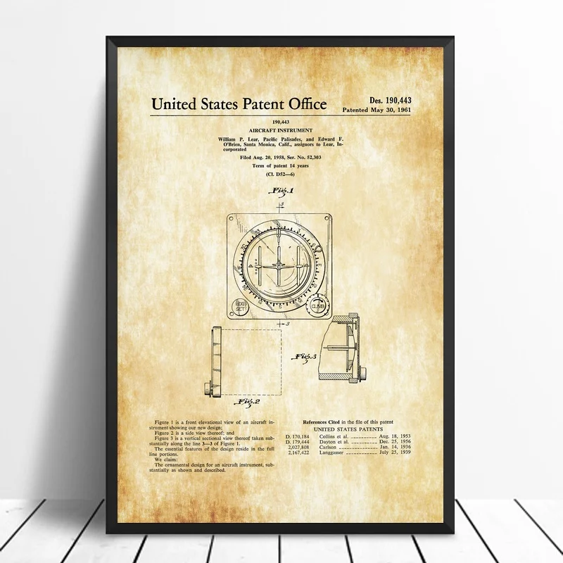 Lear Aircraft Instrument Patent Print Wall Art Poster Canvas Prints Home Decor No Frame
Lear Aircraft Instrument Patent Print Wall Art Poster Canvas Prints Home Decor No Frame