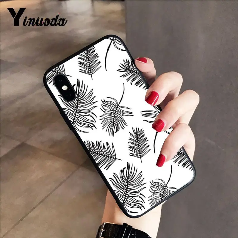 Black white palm leaves palm trees