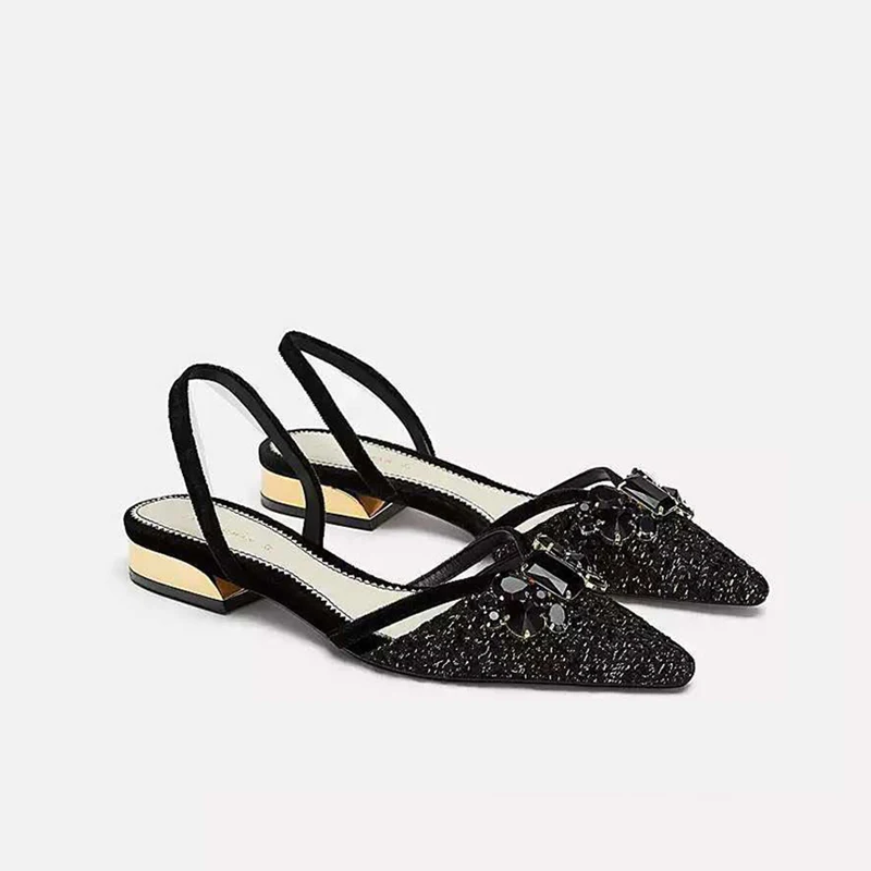 Luxury Brand Designer Casual Flats Women Crystal Diamond In Font Pointed Toe Back Strap Solid Black Shoes
Luxury Brand Designer Casual Flats Women Crystal Diamond In Font Pointed Toe Back Strap Solid Black Shoes