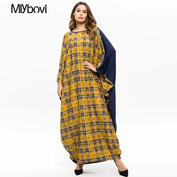 Bat Shape Dressing Gowns for Women Patchwork Fashion Plaid Color Block Muslim Robes Oversized Bat Sleeve Maxi Dresses Big Size
Bat Shape Dressing Gowns for Women Patchwork Fashion Plaid Color Block Muslim Robes Oversized Bat Sleeve Maxi Dresses Big Size