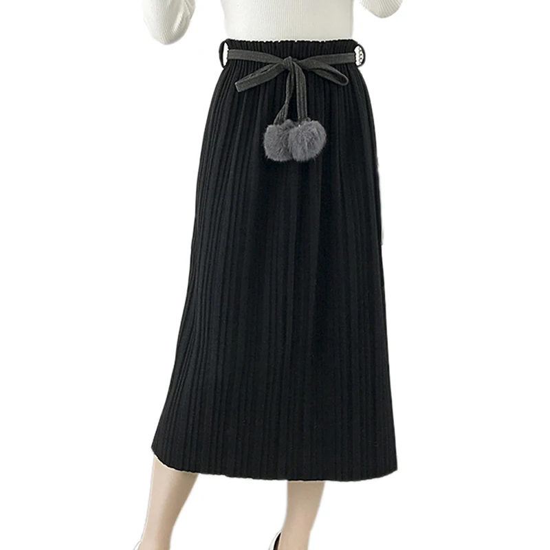 Fashion Fur Ball Bandage Office Lady Woolen Pleated Skirt Women Elegant Midi Skirts High Waist Warm Winter Skirt 2018
Fashion Fur Ball Bandage Office Lady Woolen Pleated Skirt Women Elegant Midi Skirts High Waist Warm Winter Skirt 2018