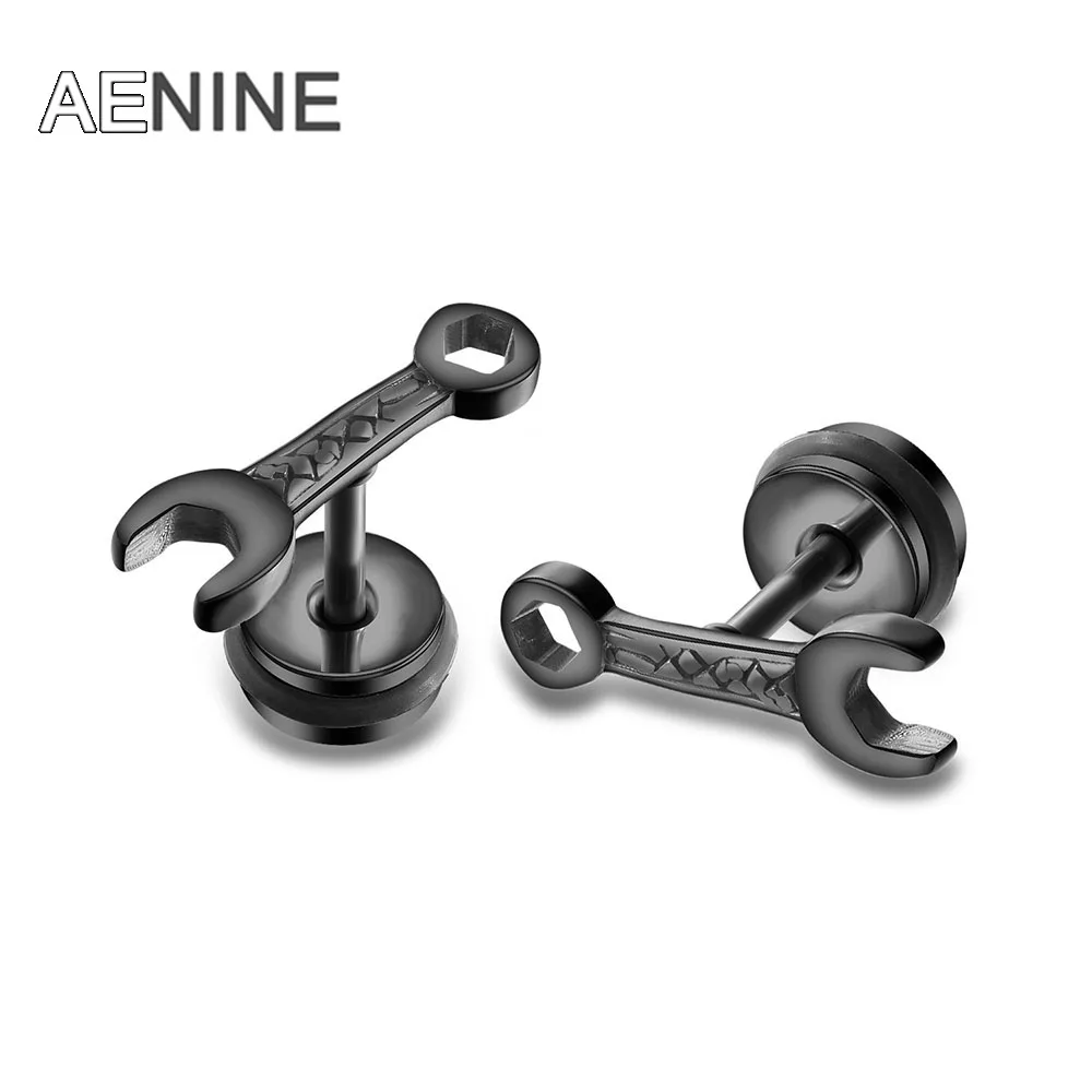 AENINE Punk Style Small Wrench Stainless Steel Stud Earrings For Men Women Black Color Charm Earrings Unisex Jewelry AE18481
AENINE Punk Style Small Wrench Stainless Steel Stud Earrings For Men Women Black Color Charm Earrings Unisex Jewelry AE18481