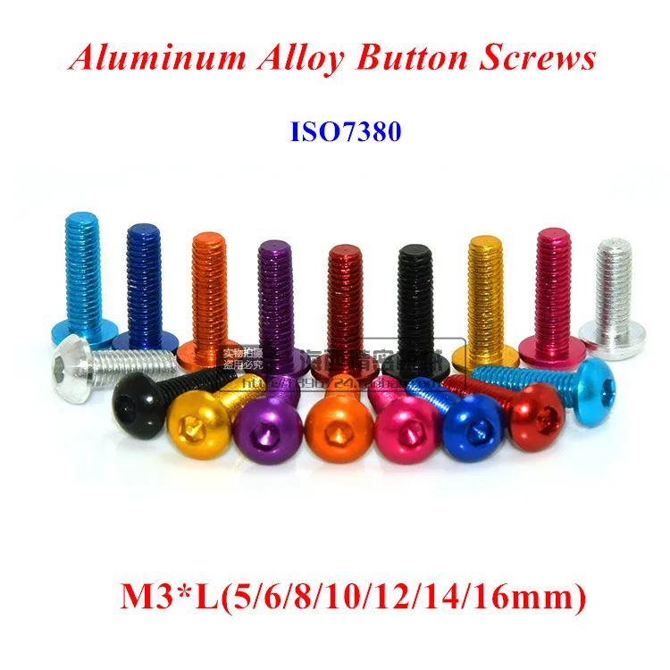 10pcs M3 Aluminum Alloy Button Screws ISO7380 M3*5/6/8/10/12/14/16mm Aluminum Hex Socket Round head Screws Bolts Anodized Color
10pcs M3 Aluminum Alloy Button Screws ISO7380 M3*5/6/8/10/12/14/16mm Aluminum Hex Socket Round head Screws Bolts Anodized Color
