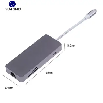NEW Silver Grey 7-in-1 Type-C To HDMI+USB3.0+USB2.0+TF+Lan Adapter Hub Size 108*42.5*15.3mm For MacBook Laptop
NEW Silver Grey 7-in-1 Type-C To HDMI+USB3.0+USB2.0+TF+Lan Adapter Hub Size 108*42.5*15.3mm For MacBook Laptop