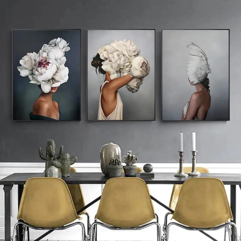 Modern Living Room Decoration Art Nordic Beautiful Flower Girl