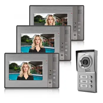 3 Apartment Units 7in Video Door Phone Intercom Doorbell IR Camera Entry System Hot Sale
3 Apartment Units 7in Video Door Phone Intercom Doorbell IR Camera Entry System Hot Sale