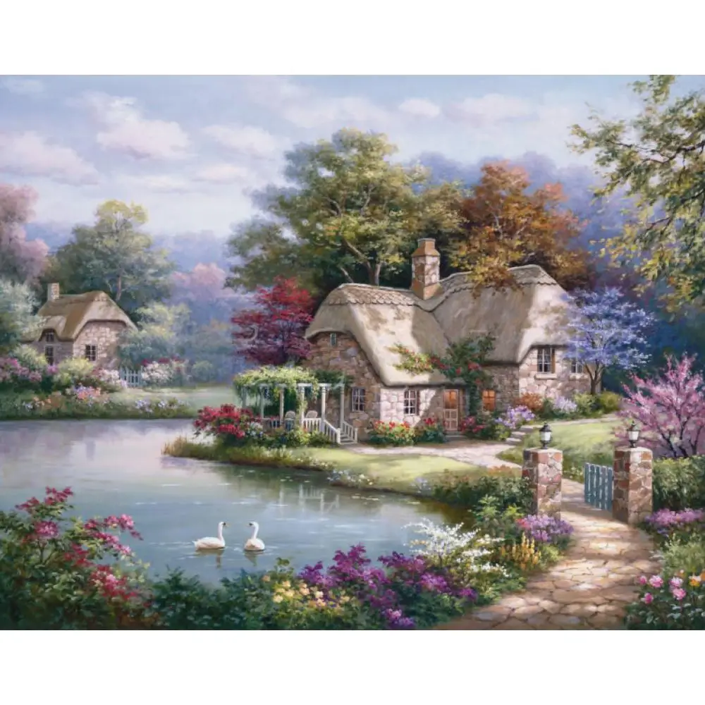 Handmade Wall Art Canvas Oil Painting Swan Cottage Garden Modern Pictures Beautiful Landscape Artwork For Living Room Decor
Handmade Wall Art Canvas Oil Painting Swan Cottage Garden Modern Pictures Beautiful Landscape Artwork For Living Room Decor