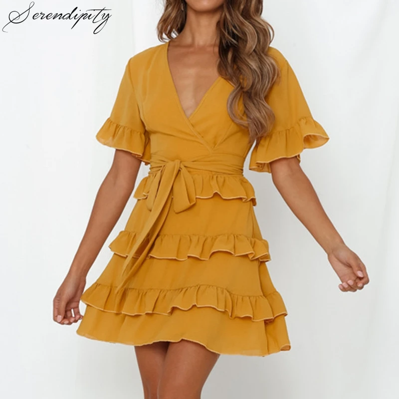 SRDP Boho Ginger V Neck Layered Cake Ruffle Crinkle Belt Summer Party Dress Women Tunic Bohemian Elegant Short Mini Sexy Dress
SRDP Boho Ginger V Neck Layered Cake Ruffle Crinkle Belt Summer Party Dress Women Tunic Bohemian Elegant Short Mini Sexy Dress