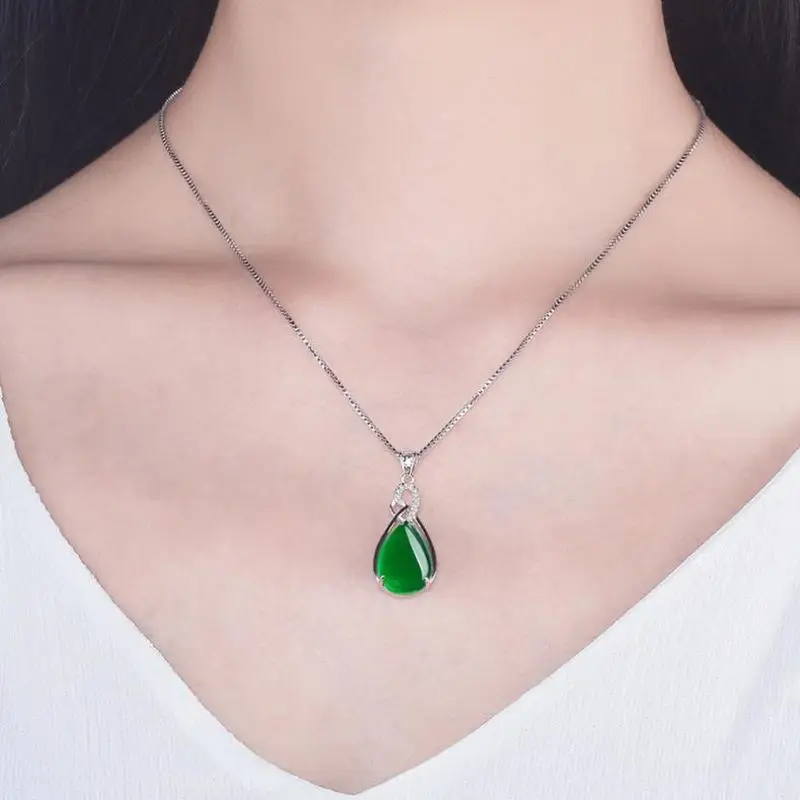 LUKENI Fashion Green Crystal Water-Drop Pendant Necklace For Women Accessories Trendy Silver 925 Girls Choker Necklace Female
LUKENI Fashion Green Crystal Water-Drop Pendant Necklace For Women Accessories Trendy Silver 925 Girls Choker Necklace Female