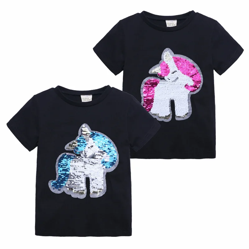 New Double Sided Sequin Flash Glitter T-Shirts For Girls Sequins T Shirt boys Cartoon horse Kids Tshirt girls Summer Clothes
New Double Sided Sequin Flash Glitter T-Shirts For Girls Sequins T Shirt boys Cartoon horse Kids Tshirt girls Summer Clothes