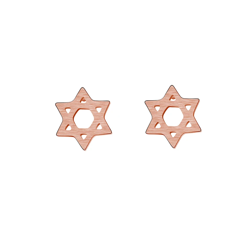 Brincos 2017 Jewish Gifts Stainless Steel Pink Gold Magen Star of David Hexagram Earings Fashion Jewelry Minimalism Bijoux Femme | Украшения