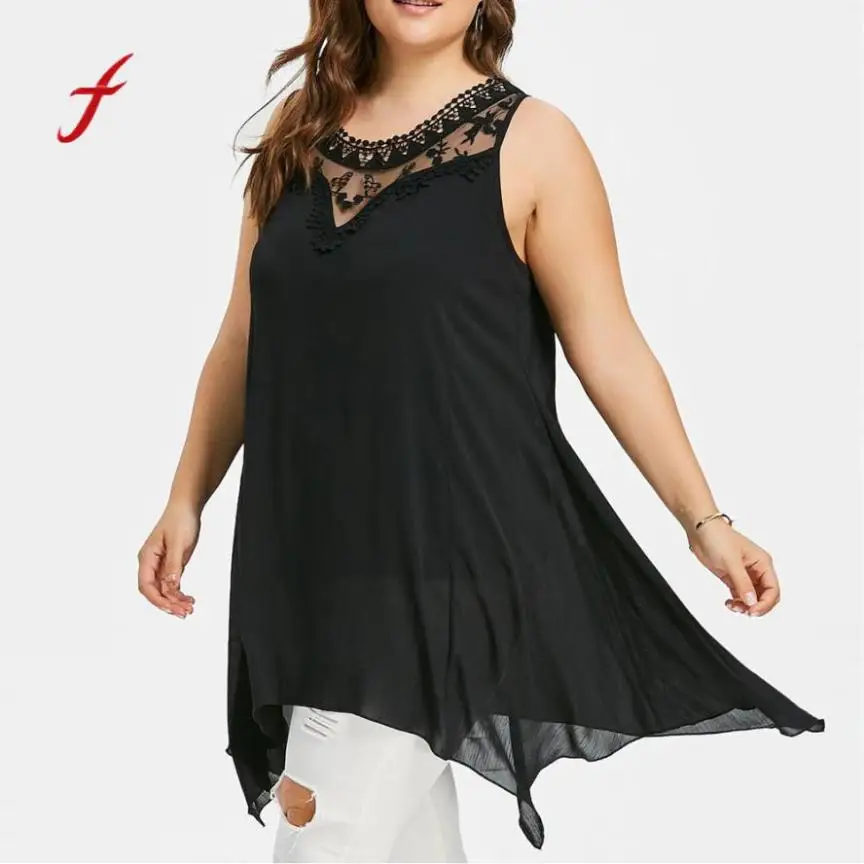 Fashion Womens Plus Size Lace Sleeveless Asymmetric Top O-Neck Vest Blouse Large size lace sleeveless round collar asymmetric
Fashion Womens Plus Size Lace Sleeveless Asymmetric Top O-Neck Vest Blouse Large size lace sleeveless round collar asymmetric