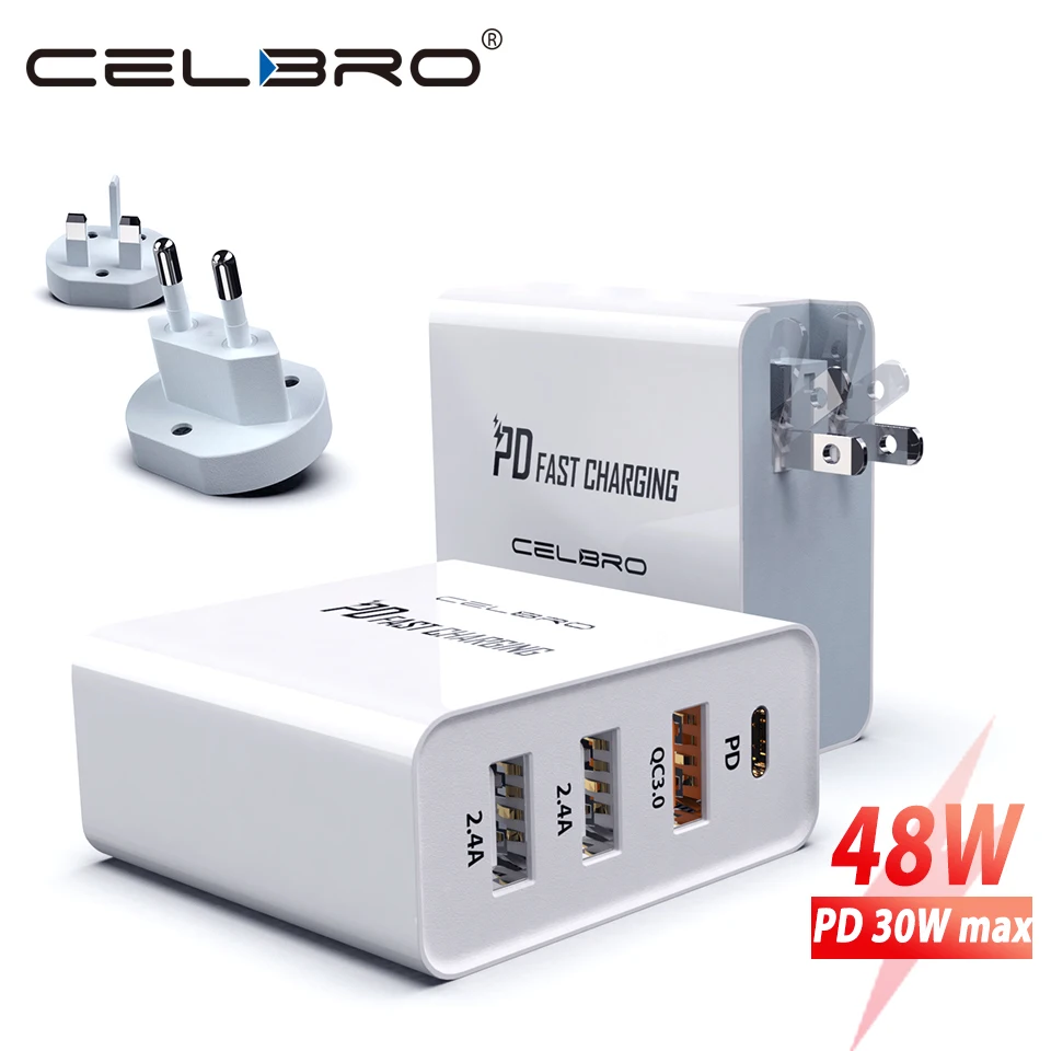 48W Quick Charger Type C PD USB Charger 4 Port Quick Charge QC 3.0 Fast Wall Charger EU UK US Plug Adapter for Samsung iPhone
48W Quick Charger Type C PD USB Charger 4 Port Quick Charge QC 3.0 Fast Wall Charger EU UK US Plug Adapter for Samsung iPhone