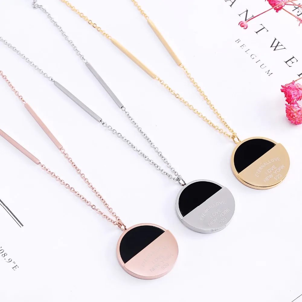 Rose Gold Silver Colors Half Round Black Shell Long Necklace for Woman 316L Stainless Steel Brand Jewelry
Rose Gold Silver Colors Half Round Black Shell Long Necklace for Woman 316L Stainless Steel Brand Jewelry