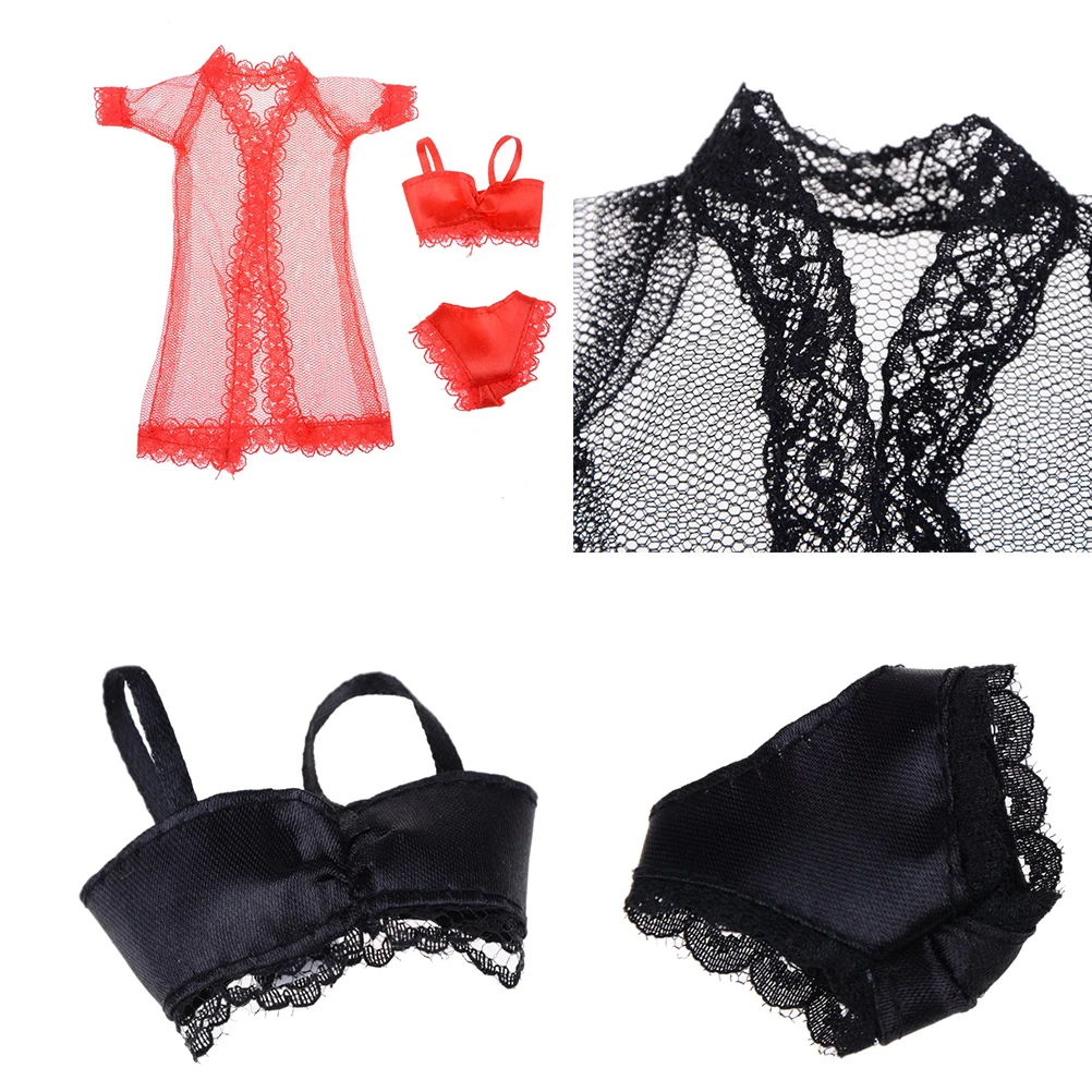 TOYZHIJIA Sexy Lingerie Nightwear Lace Night Dress + Bra + Underwear ClothesFashion Clothes For Barbie Doll Pajamas 3pcs/set
TOYZHIJIA Sexy Lingerie Nightwear Lace Night Dress + Bra + Underwear ClothesFashion Clothes For Barbie Doll Pajamas 3pcs/set
