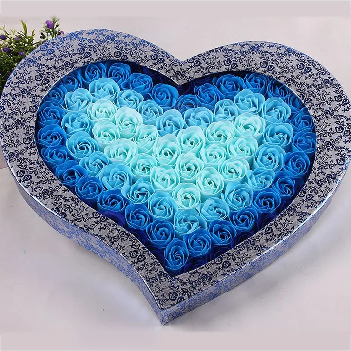 New Arrive 100Pcs Scented Paper Rose Bath Soap Set Creative Wedding Gift Hearted Shape Rose Flowers Gift Box For Valentine's Day (1)