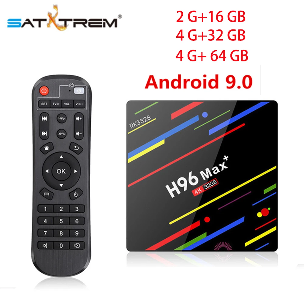 

SATXTREM H96 MAX Plus TV Box Android 9.0 2/4GB RAM 16/32/64GB ROM RK3328 Quad-Core 64bit Cortex-A53 Dual Wifi H.265 Media Player