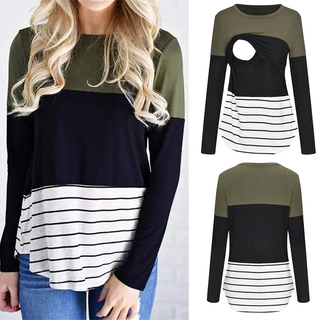 2019 Women Maternity Long Sleeve Stripe Pregnancy Nursing Baby Tops Causal T-shirt Ladies pregnant breastfeeding clothes
2019 Women Maternity Long Sleeve Stripe Pregnancy Nursing Baby Tops Causal T-shirt Ladies pregnant breastfeeding clothes