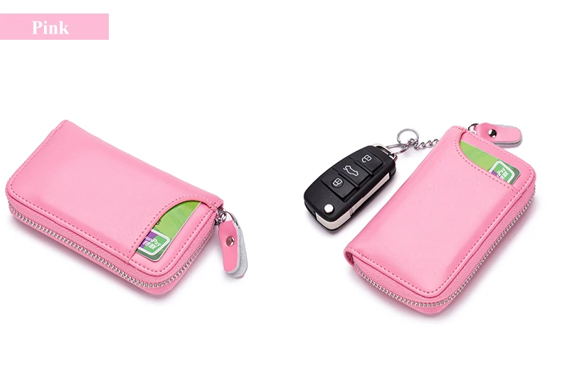 Lomelobo Unisex Split Leather Key Wallet Litchi Pattern Women Multi-Function Coin Purse Men Car Chain Bags Credit ID Card Holder HCL950 Details (20)