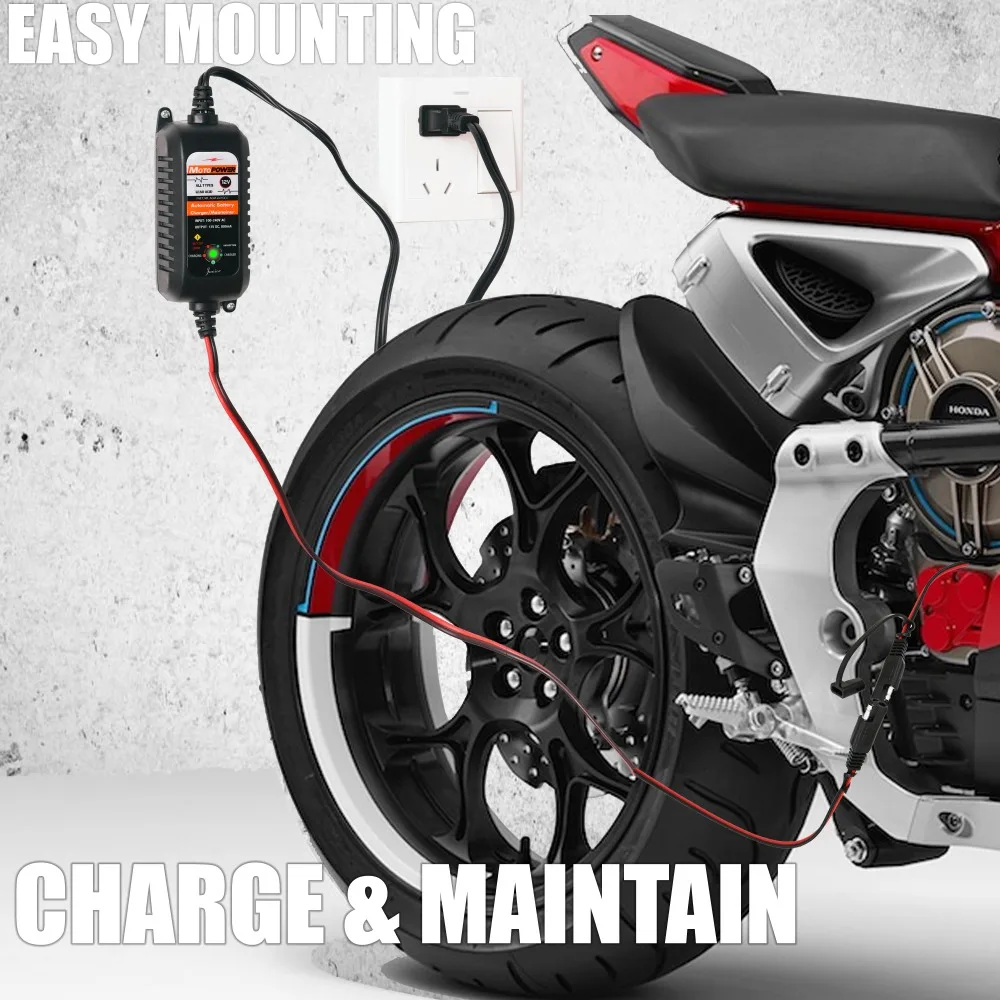 MOTOPOWER MP00205A 12 V 800mA automatique Smart moto chargeur de batterie mainteneur pour voiture, RV, ATV, bateau 28