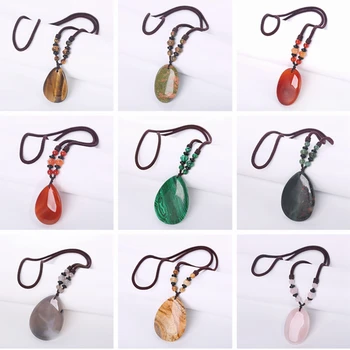 Fashion Water Drop pendant Stone Amber Pendant Necklace Rock Quartz Crystal Healing Chakra Pendant Necklace for Women Jewelry
Fashion Water Drop pendant Stone Amber Pendant Necklace Rock Quartz Crystal Healing Chakra Pendant Necklace for Women Jewelry