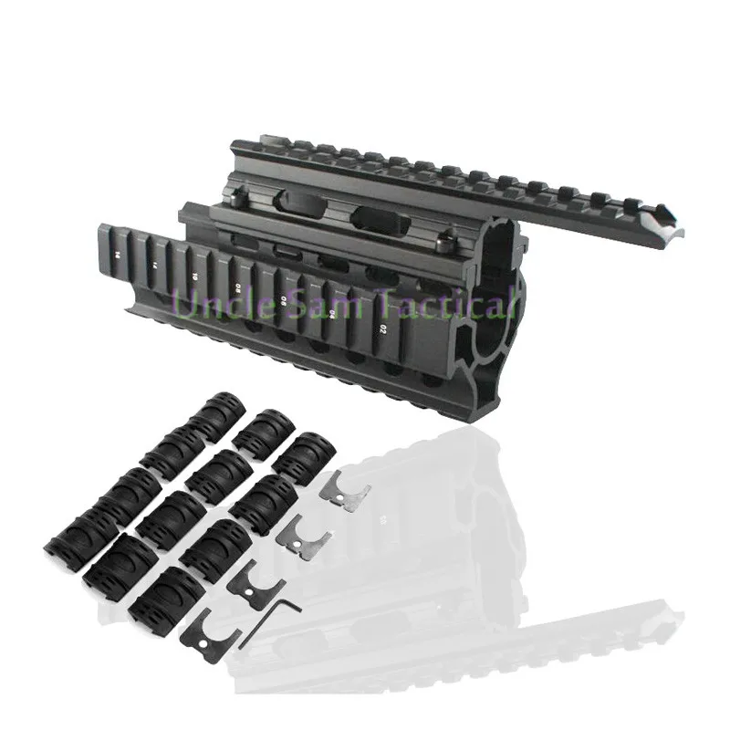 

Tactical AK 47/74 RIS Quad Rail Mount Quad Handguard Rail with 12 covers For Hunting Shooting Airsoft War Game