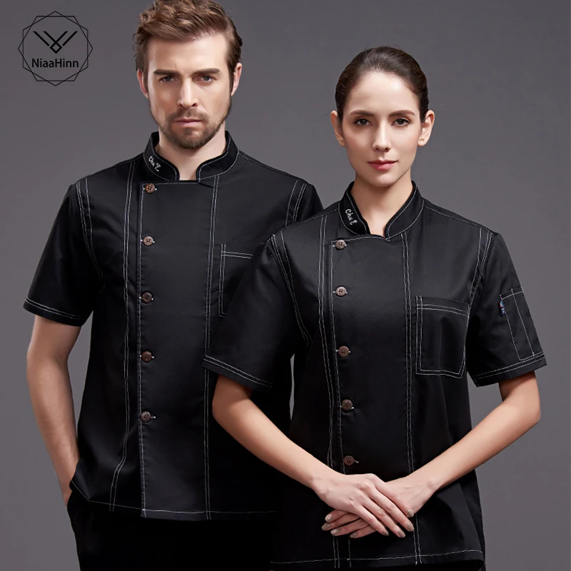 Wholesale New Food Service Unisex Restaurant Kitchen Chef Uniform Shirt short sleeve Chef Jacket+cap+apron works clothes for men
Wholesale New Food Service Unisex Restaurant Kitchen Chef Uniform Shirt short sleeve Chef Jacket+cap+apron works clothes for men