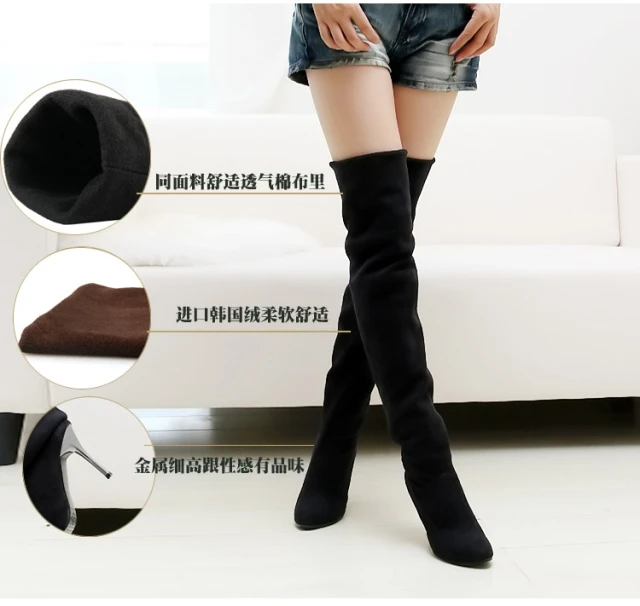 

Fashion Womens Frosted Suede Overknee Boots High Heels Spring Autumn Boots Shoes Keen High Cosplay Boots 3 Colors US Size 4-12