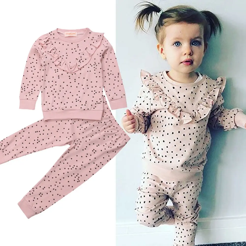 1-6Y Toddler Baby Girls Lovely Autumn Winter 2PCS Sets Long Ruffles Sleeve Dot Print Pullover Pink Sweatshirt Tops+Pants
1-6Y Toddler Baby Girls Lovely Autumn Winter 2PCS Sets Long Ruffles Sleeve Dot Print Pullover Pink Sweatshirt Tops+Pants