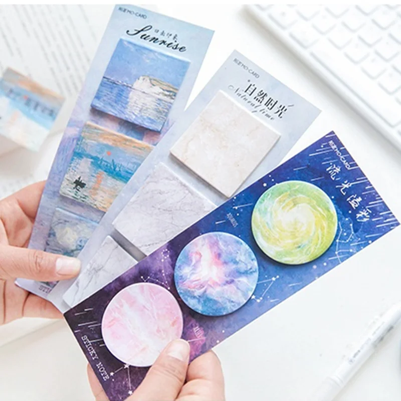 3 pcs Fancy sticky notes Nature Painting Galaxy star memo pad Bookmark sticker post office tools School supplies FM129
3 pcs Fancy sticky notes Nature Painting Galaxy star memo pad Bookmark sticker post office tools School supplies FM129