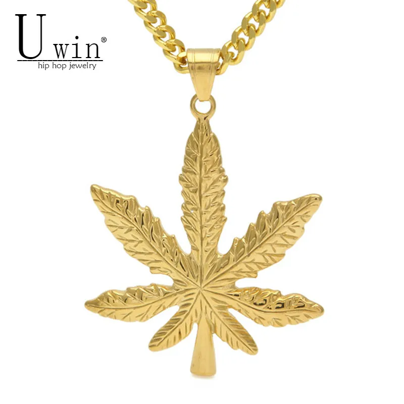 Ожерелье UWIN из нержавеющей стали золотое для мужчин и женщин в стиле хип-хоп |