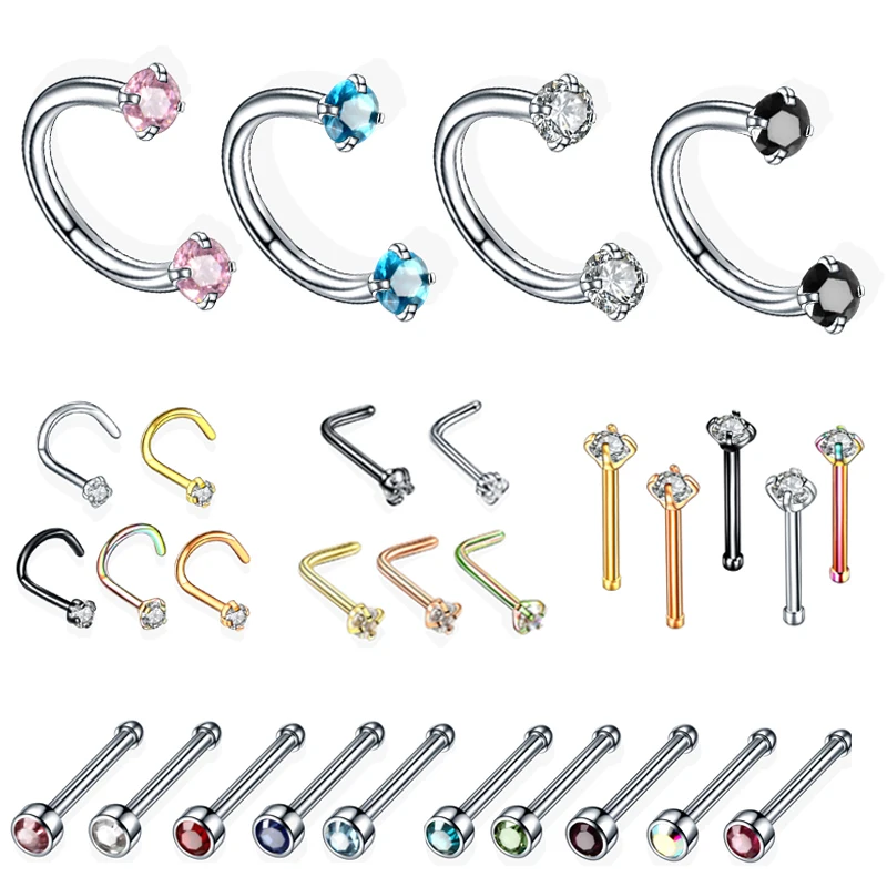 Utimtree 25PCS/lot Stainless Steel Ball Crystal Straight Screw Nose Stud Hooks Bar Pin Nose Rings Zircon Body Piercing Jewelry
Utimtree 25PCS/lot Stainless Steel Ball Crystal Straight Screw Nose Stud Hooks Bar Pin Nose Rings Zircon Body Piercing Jewelry