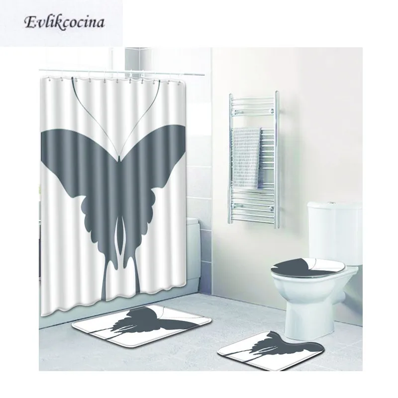 Бесплатная доставка 4 шт. серая бабочка Banyo Paspas ванная комната ковер Туалет