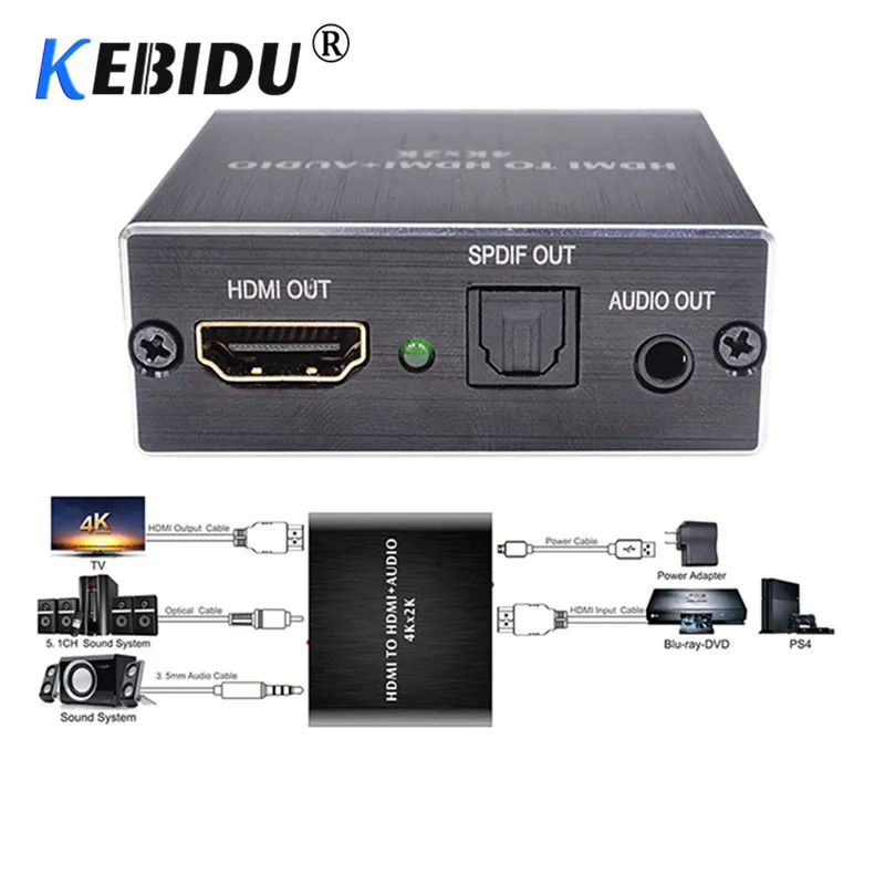 Optical Digital Coaxial Stereo Audio Extractor Converter Splitter HDMI to HDMI