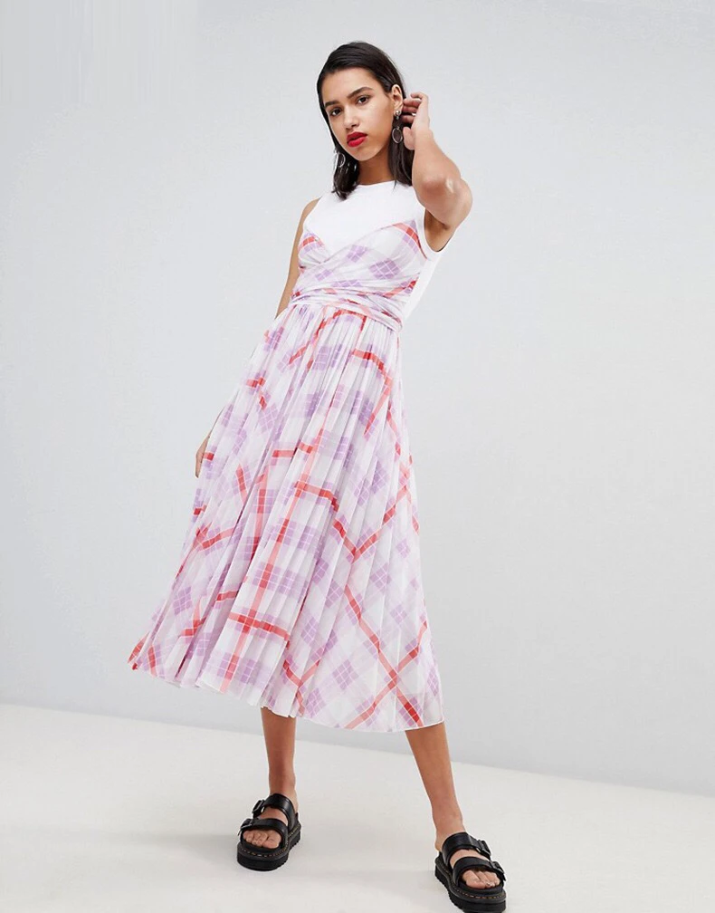 New colorful plaid patchwork women casual plaid long dress summer fashion fake two-pieces vest dress
New colorful plaid patchwork women casual plaid long dress summer fashion fake two-pieces vest dress