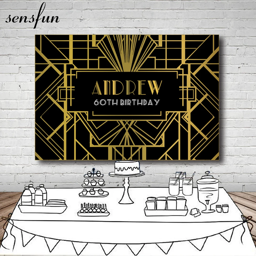 Sensfun Happy 60th Birthday Party Backdrop Gold Black Geometry Great Gatsby Backgrounds For Photo Studio Customized 7x5FT Vinyl
Sensfun Happy 60th Birthday Party Backdrop Gold Black Geometry Great Gatsby Backgrounds For Photo Studio Customized 7x5FT Vinyl