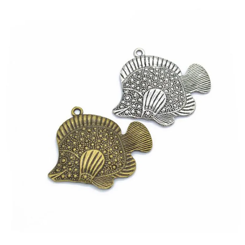 10pcs/lot 45x39mm Antique Silver/ Antique Bronze Plated Alloy Fish Charms Pendant Fit For Jewelry Findings
10pcs/lot 45x39mm Antique Silver/ Antique Bronze Plated Alloy Fish Charms Pendant Fit For Jewelry Findings