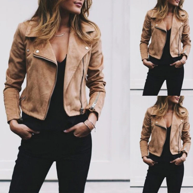 Long Sleeve Short Coats Casual Suede Leather Women Jacket Spring Female Fuax Coat Outerwear Crop Top
Long Sleeve Short Coats Casual Suede Leather Women Jacket Spring Female Fuax Coat Outerwear Crop Top