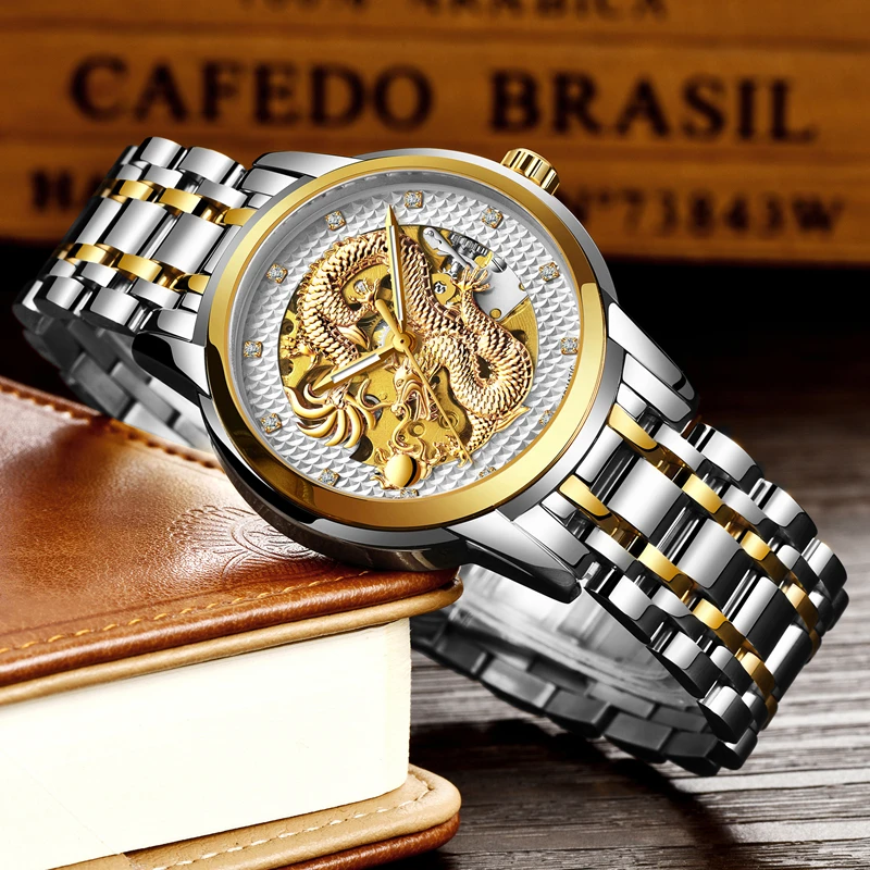 LIGE Dragon Skeleton Automatic Mechanical Watches For Men Wrist Watch Stainless Steel Strap Gold Clock 30m Waterproof Men Watch
LIGE Dragon Skeleton Automatic Mechanical Watches For Men Wrist Watch Stainless Steel Strap Gold Clock 30m Waterproof Men Watch
