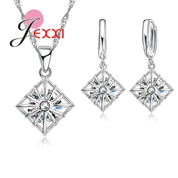 Hollow Rhombus Charm Design With Shiny CZ Crystal 925 Sterling Silver Necklace Earrings Bijouterie Set Wholesale Price
Hollow Rhombus Charm Design With Shiny CZ Crystal 925 Sterling Silver Necklace Earrings Bijouterie Set Wholesale Price